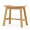 Natural Teak Wood Shower Stool with Curved Seat and H-Shaped Support Bars